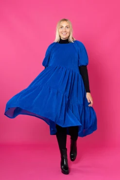 Lush Dress Puhvihihoilla - Glitter Sininen M/L