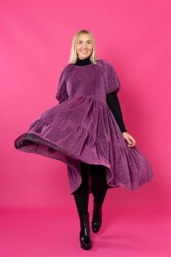 Lush Dress Puhvihihoilla - Glitter Violetti M/L