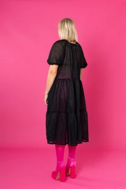 Lush Dress Puhvihihoilla - Glitter Musta M/L