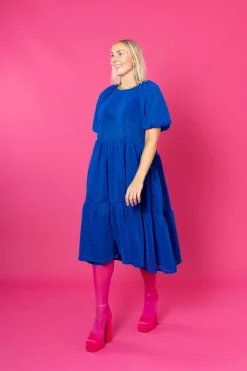 Lush Dress Puhvihihoilla - Glitter Sininen M/L