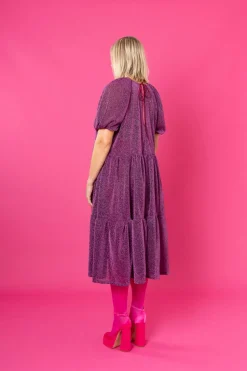 Lush Dress Puhvihihoilla - Glitter Violetti M/L