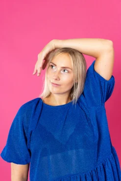 Lush Dress Puhvihihoilla - Glitter Sininen M/L