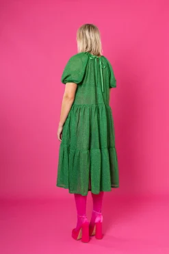Lush Dress Puhvihihoilla - Glitter Vihreä M/L
