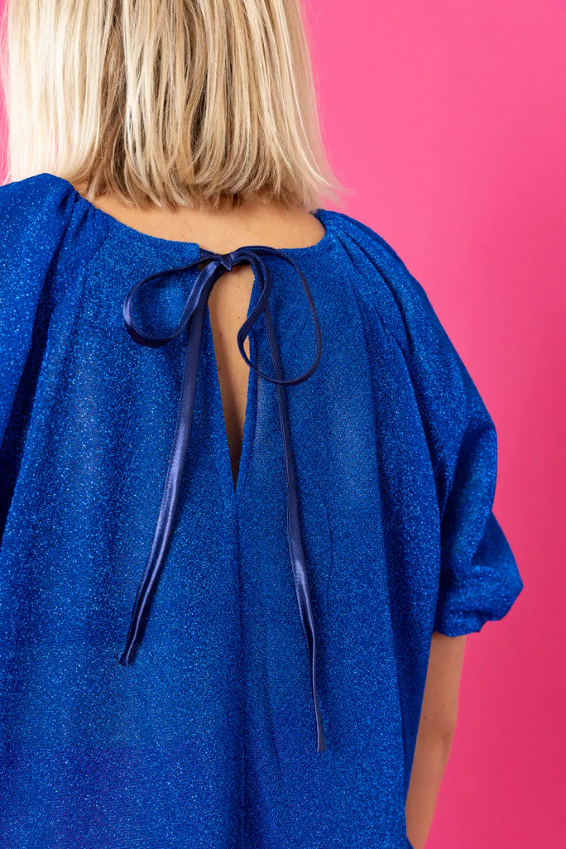 Lush Dress Puhvihihoilla - Glitter Sininen M/L