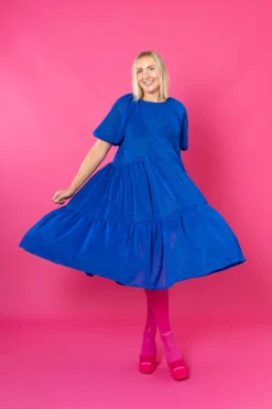 Lush Dress Puhvihihoilla - Glitter Sininen M/L