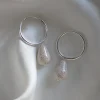 Pear Hoops - Beige Silver