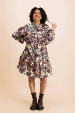 Ruffle Sweatshirt Dress - Blooming Forest