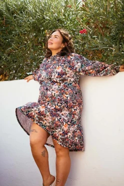 Ruffle Sweatshirt Dress - Blooming Forest