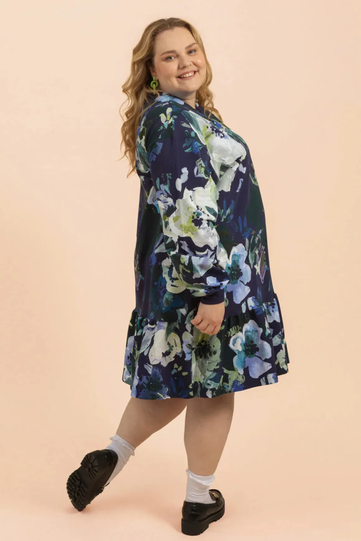 Ruffle Sweatshirt Dress - Blue Anemone
