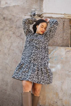 Ruffle Sweatshirt Dress - Night Meadow