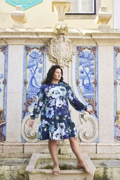 Ruffle Sweatshirt Dress - Blue Anemone