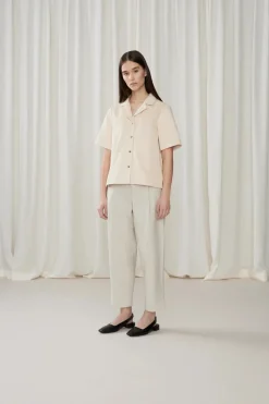 Short Sleeve Corduroy Blouse