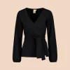 Soft Wrap Blouse - Black
