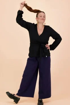 Soft Wrap Blouse - Black