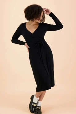 Soft Wrap Dress - Black