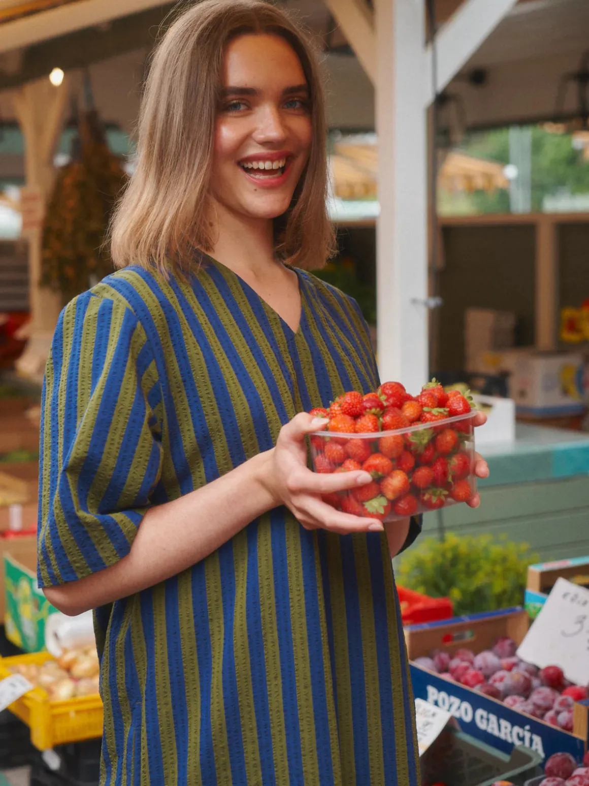 Stripy Seersucker Dress With Belt