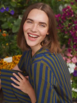 Stripy Seersucker Dress With Belt