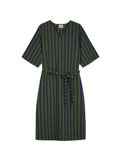 Stripy Seersucker Dress With Belt