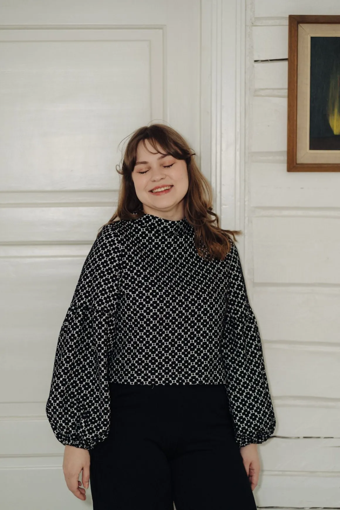 Talvikki Puuvillapaita - Apila Mustavalko