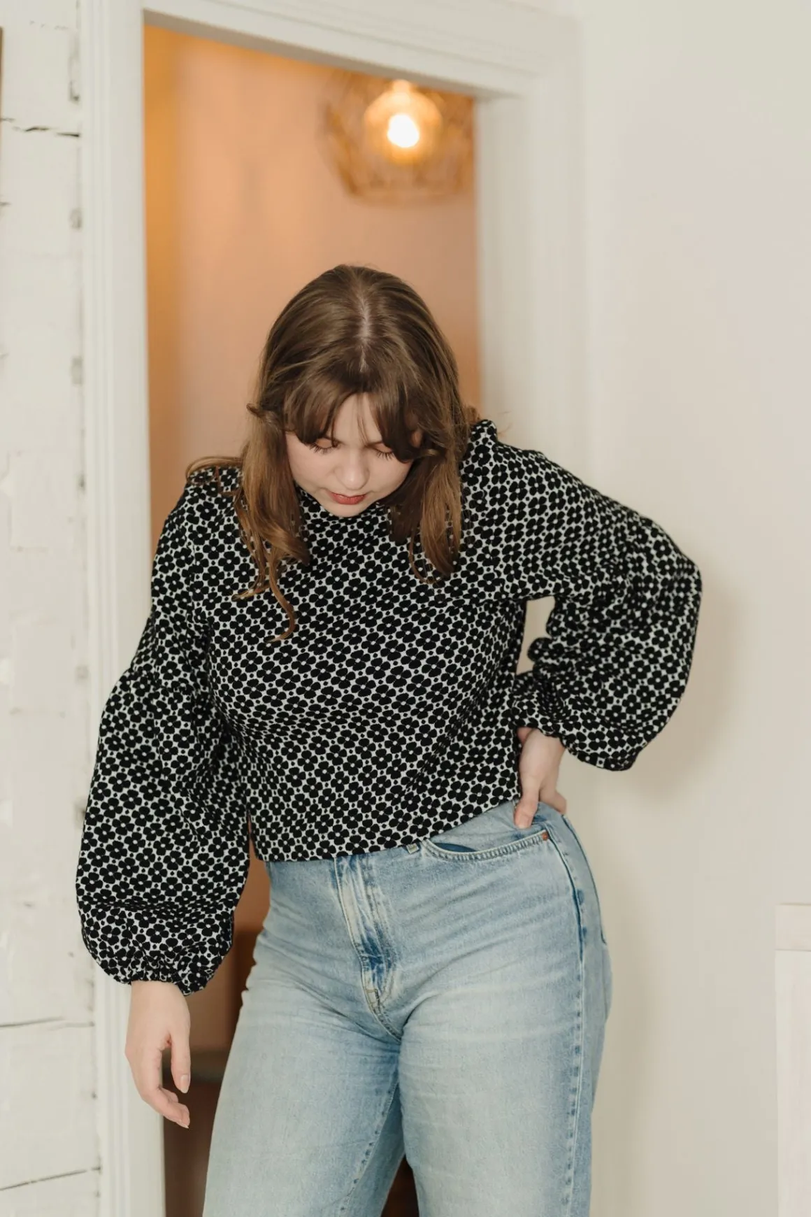 Talvikki Puuvillapaita - Apila Mustavalko