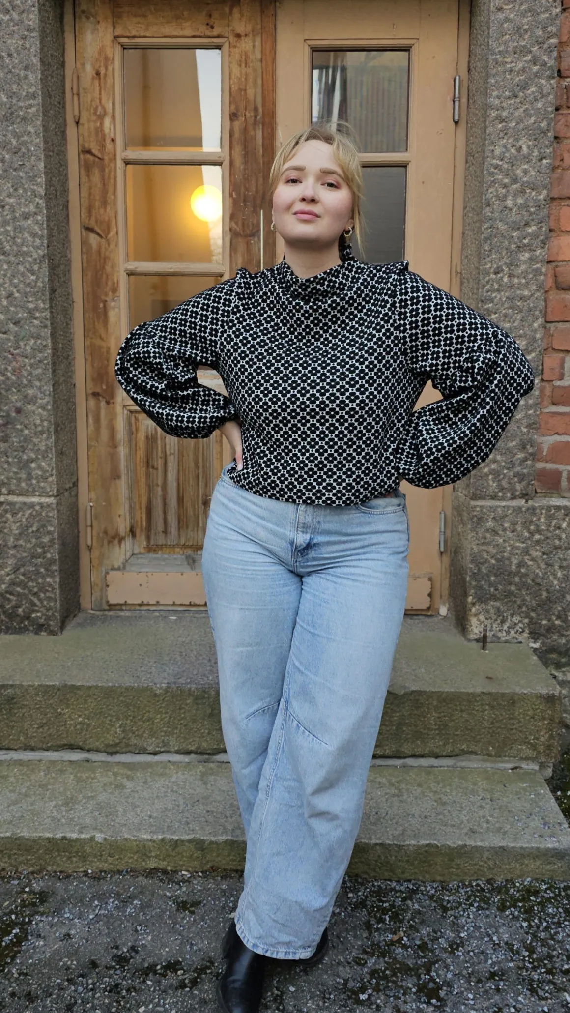 Talvikki Puuvillapaita - Apila Mustavalko