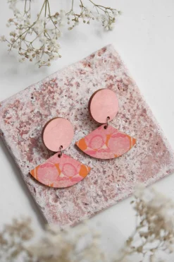 Viuhka korvikset - Valokas / Pinkki-oranssi