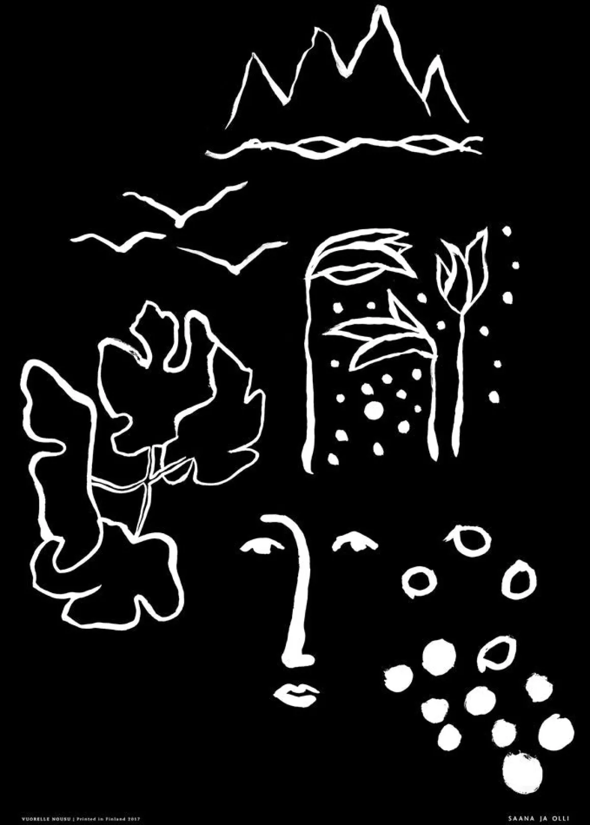 Vuorelle Nousu - juliste Musta