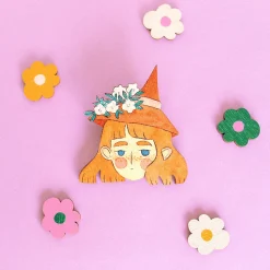 Watercolor Witch Head - pinssi