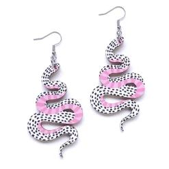 White Snake Earrings